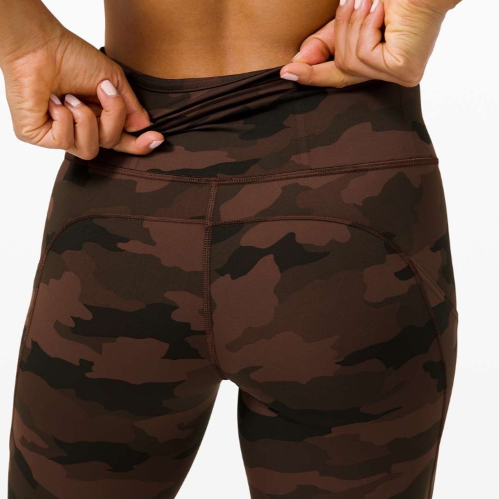 {Lululemon} Fast and Free Tight Leggings Heritage 365 Camo Brown Earth - Size 8